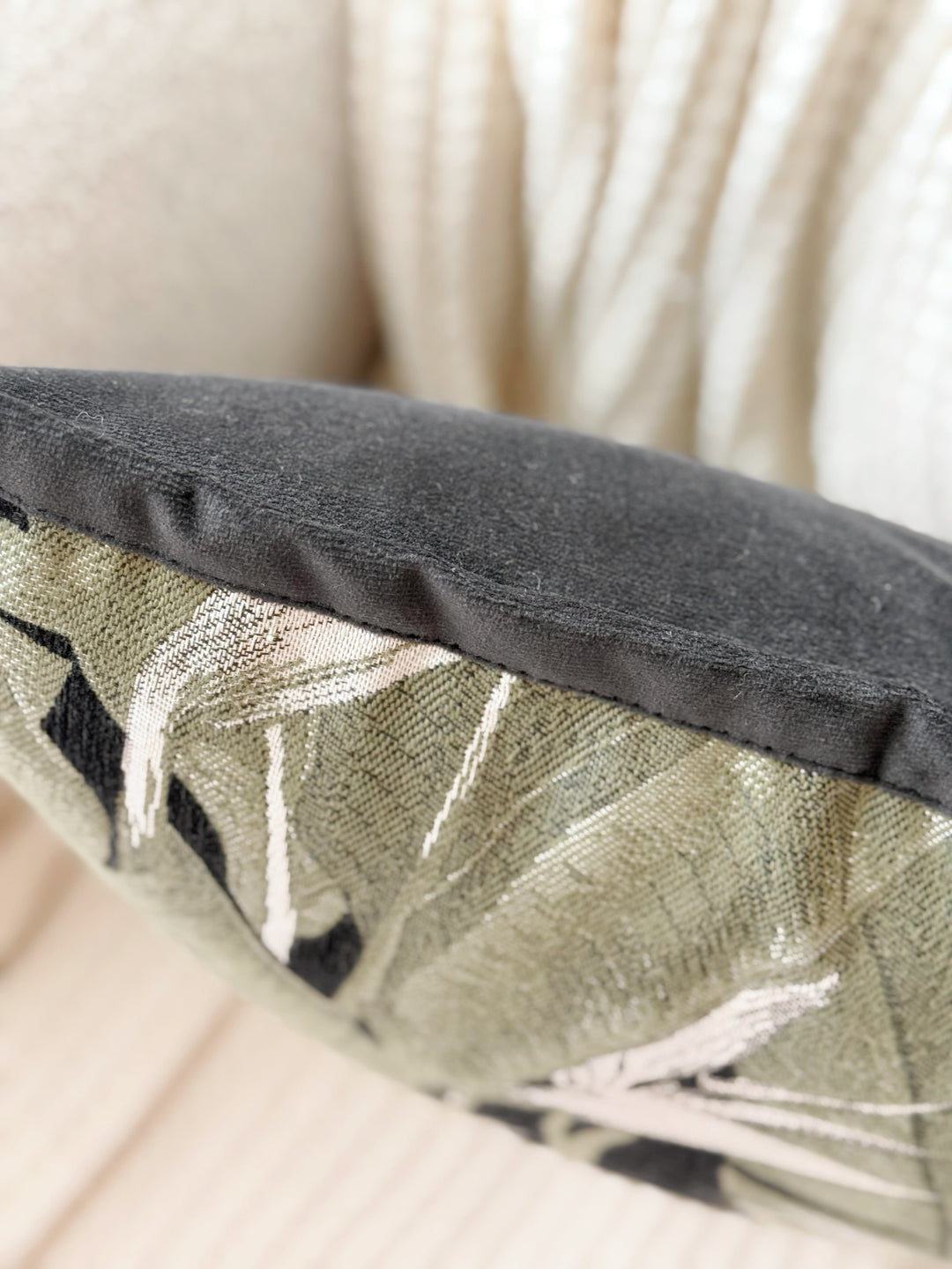 Bird of Paradise Velvet Trim Cushion Cover