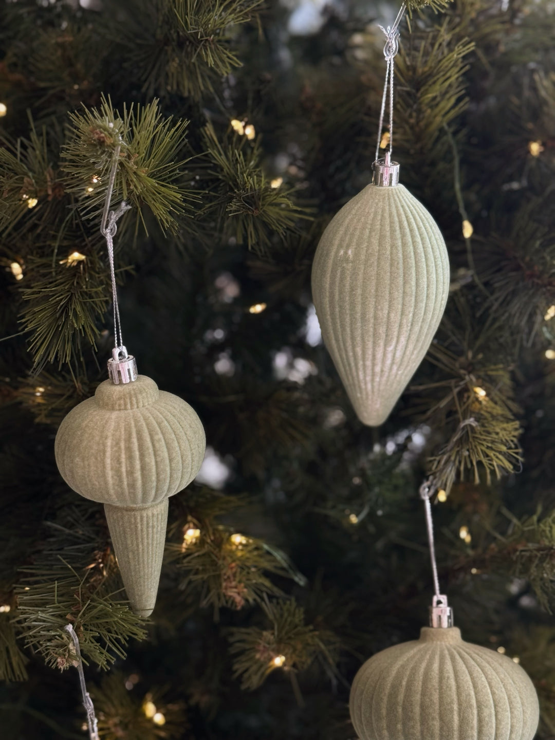 Velvet Evergreen Ornament Set (Set of 6)