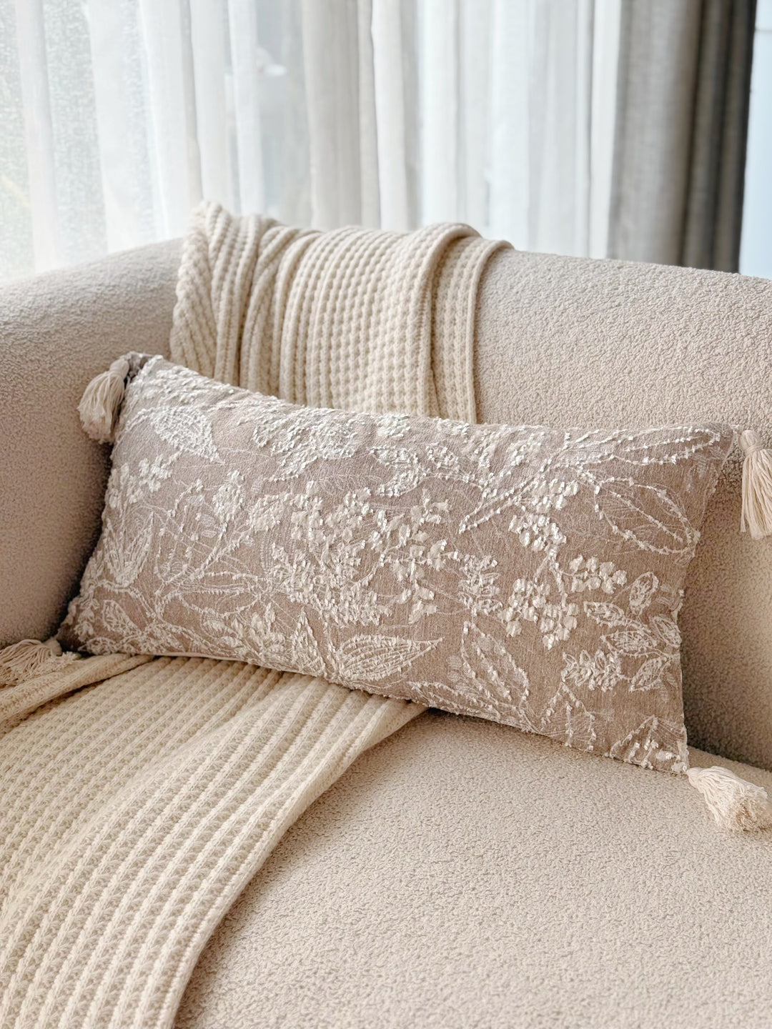 Meadow Embroidery Waist Cushion Cover