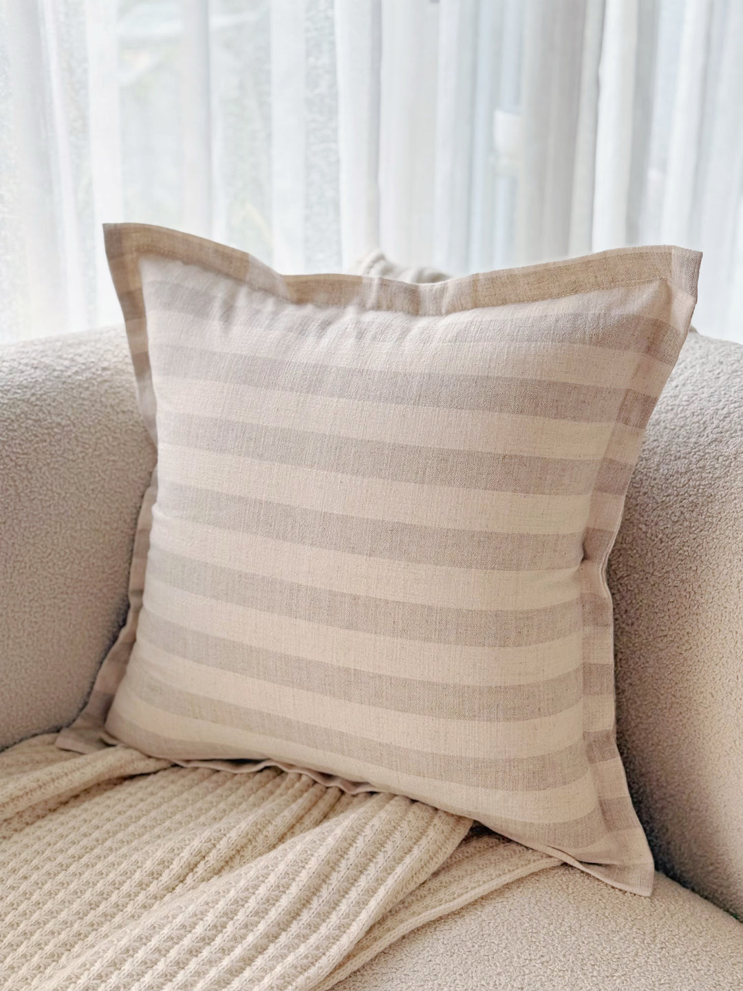 Soft Stripe Flange Cushion Cover