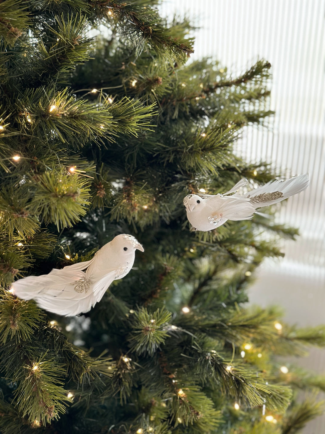 PRE-ORDER (15-21 Oct): Snowy Elegance Bird Clip Ornaments (pair)