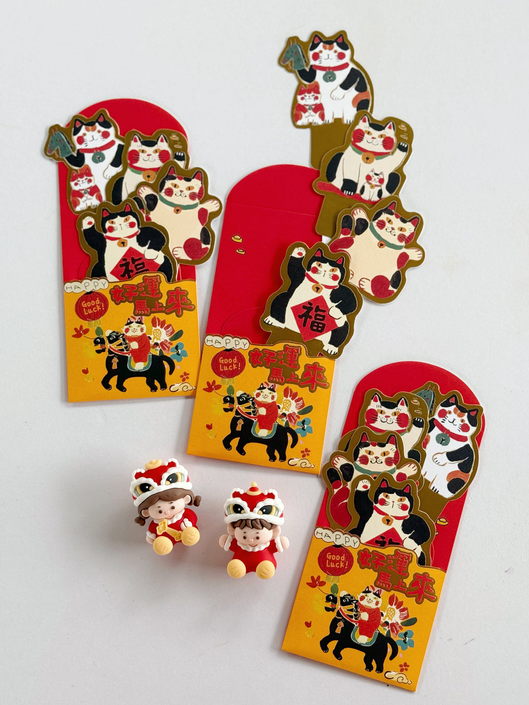 Lucky Cat Pull-Out Red Packet (set of 3)