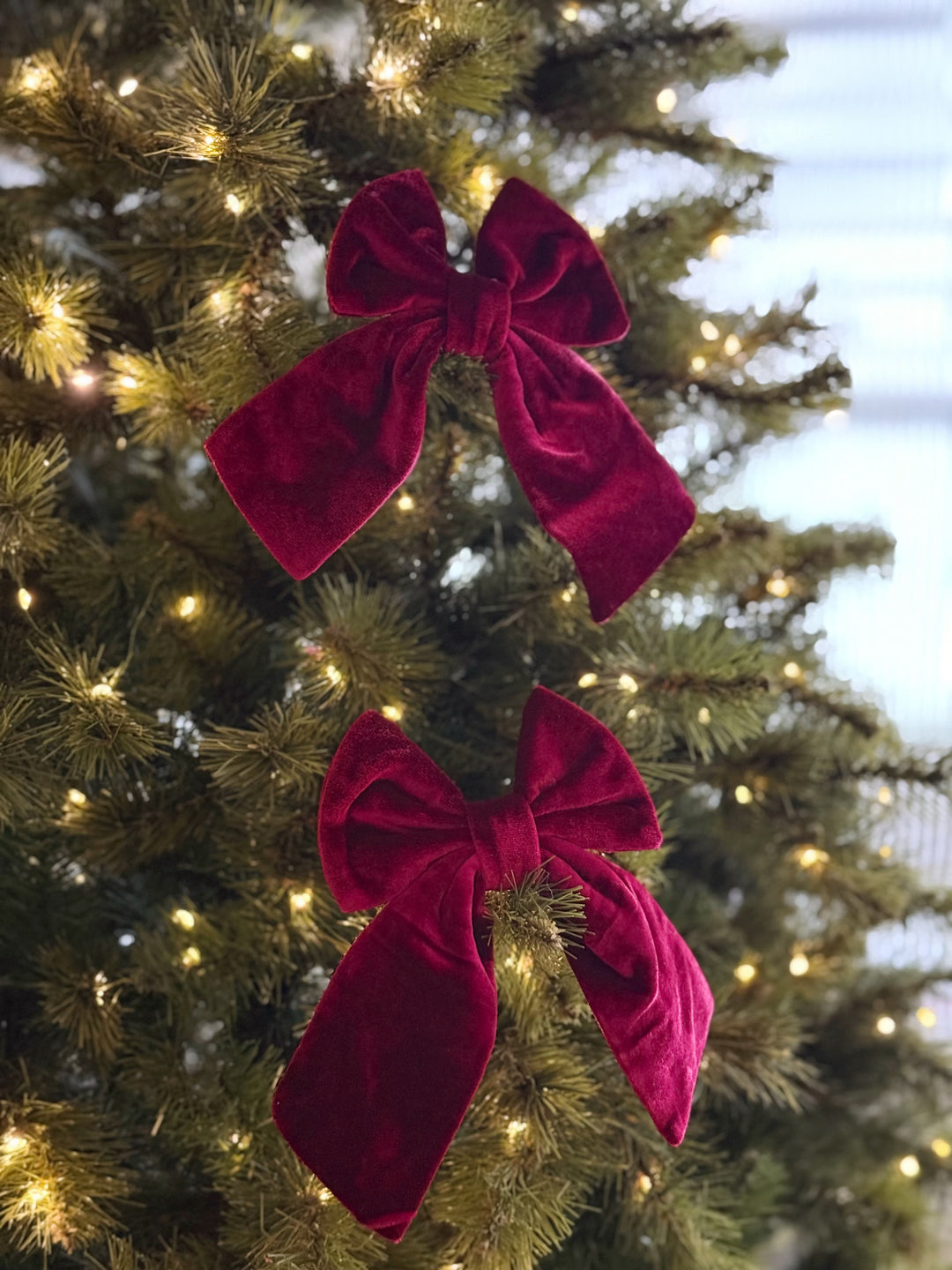 Wine Red Velvet Bow Ornament (pack of 2)