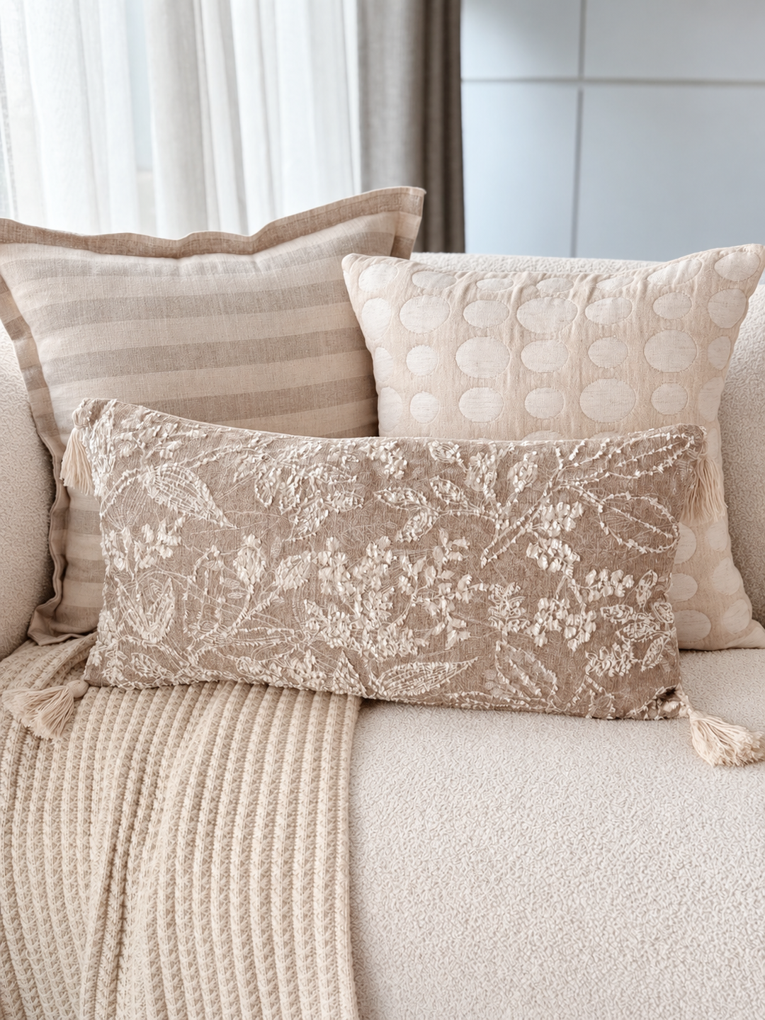 Meadow Embroidery Waist Cushion Cover