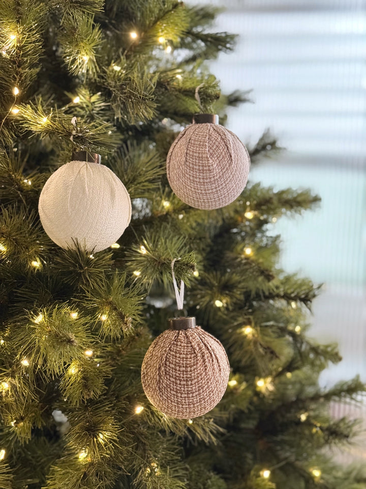 Cosy Cottage Fabric 8cm Bauble Set (set of 9)