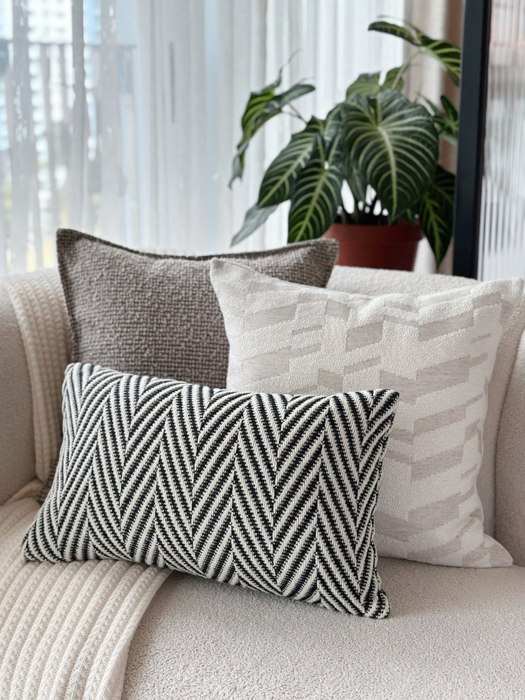 Pebble Weave Cushion Cover – Ash Brown