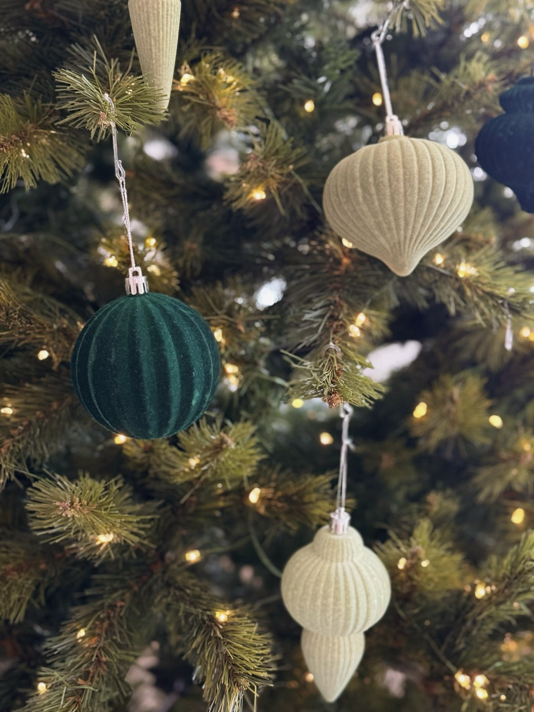 Velvet Evergreen Ornament Set (Set of 6)