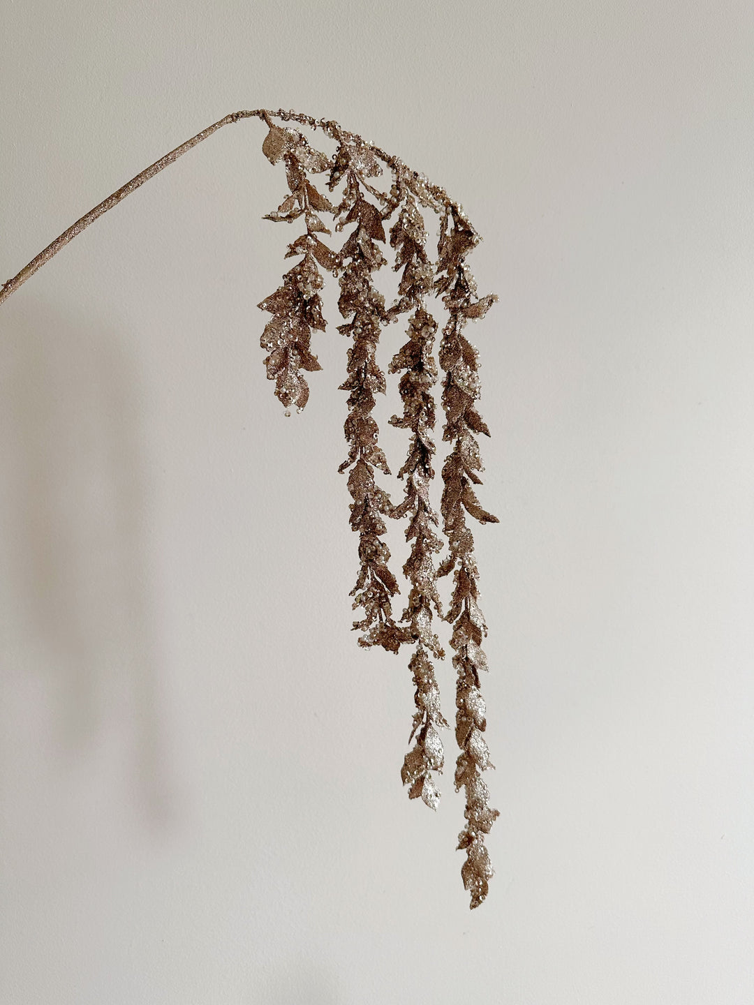 Glittered Champagne Cascade Leaf Branch
