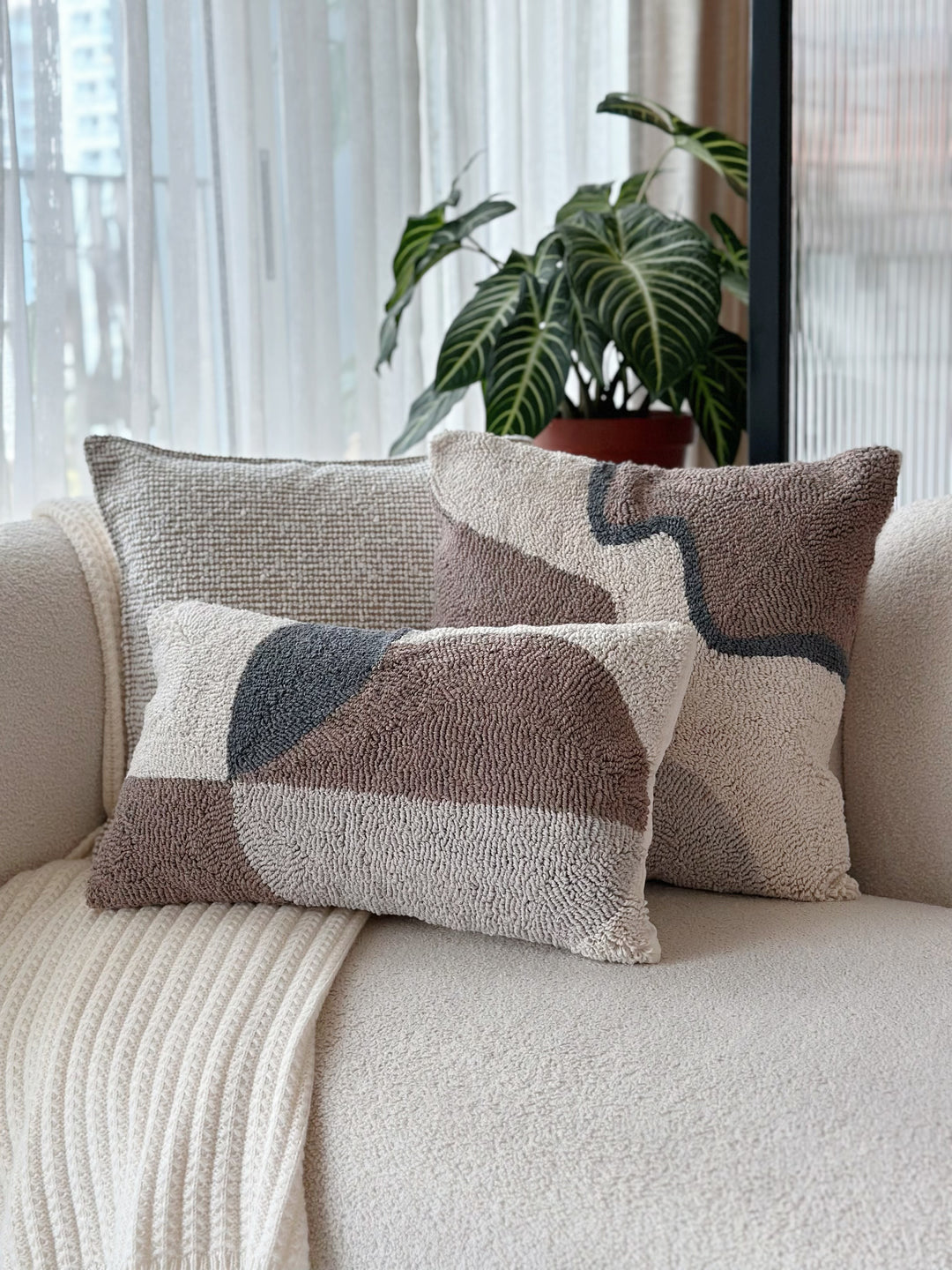 Pebble Weave Cushion Cover – Cream Beige