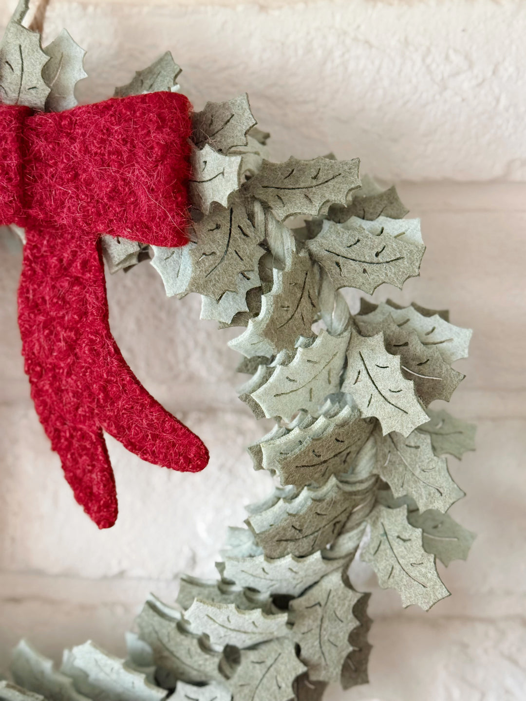 Holly Bow Christmas Wreath