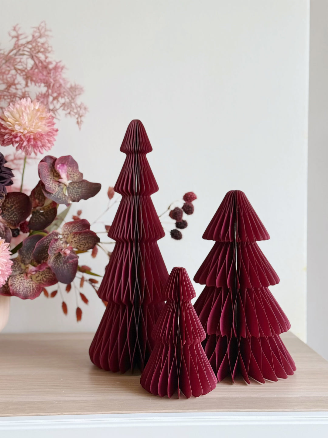 Cherry Wine Honeycomb Paper Trees (Set of 3)