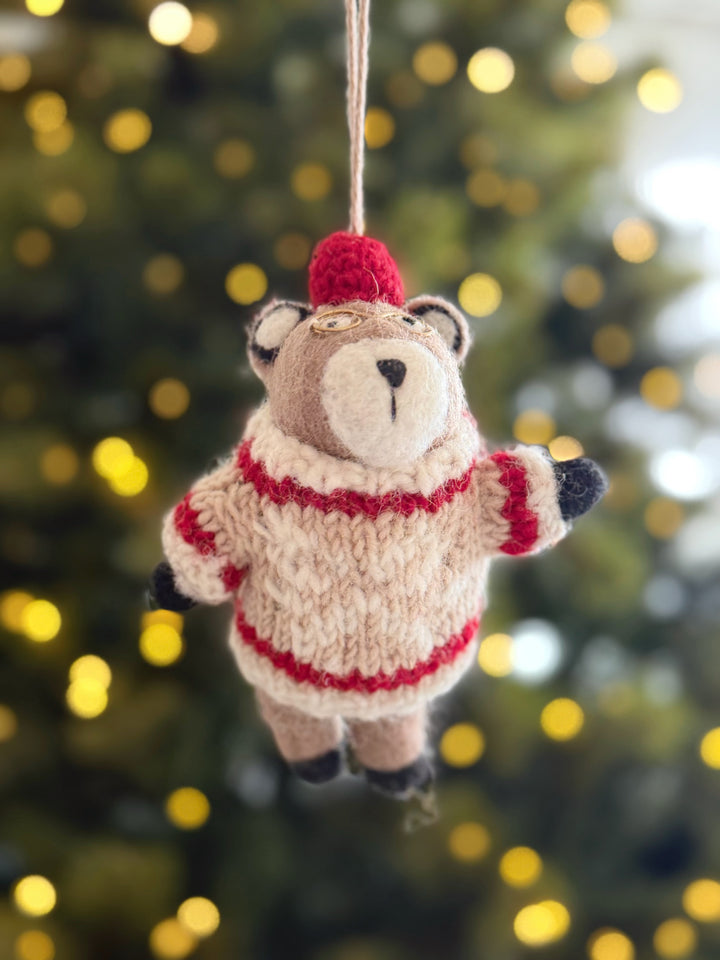 Cosy Jumper Bear Wool Felt Ornament