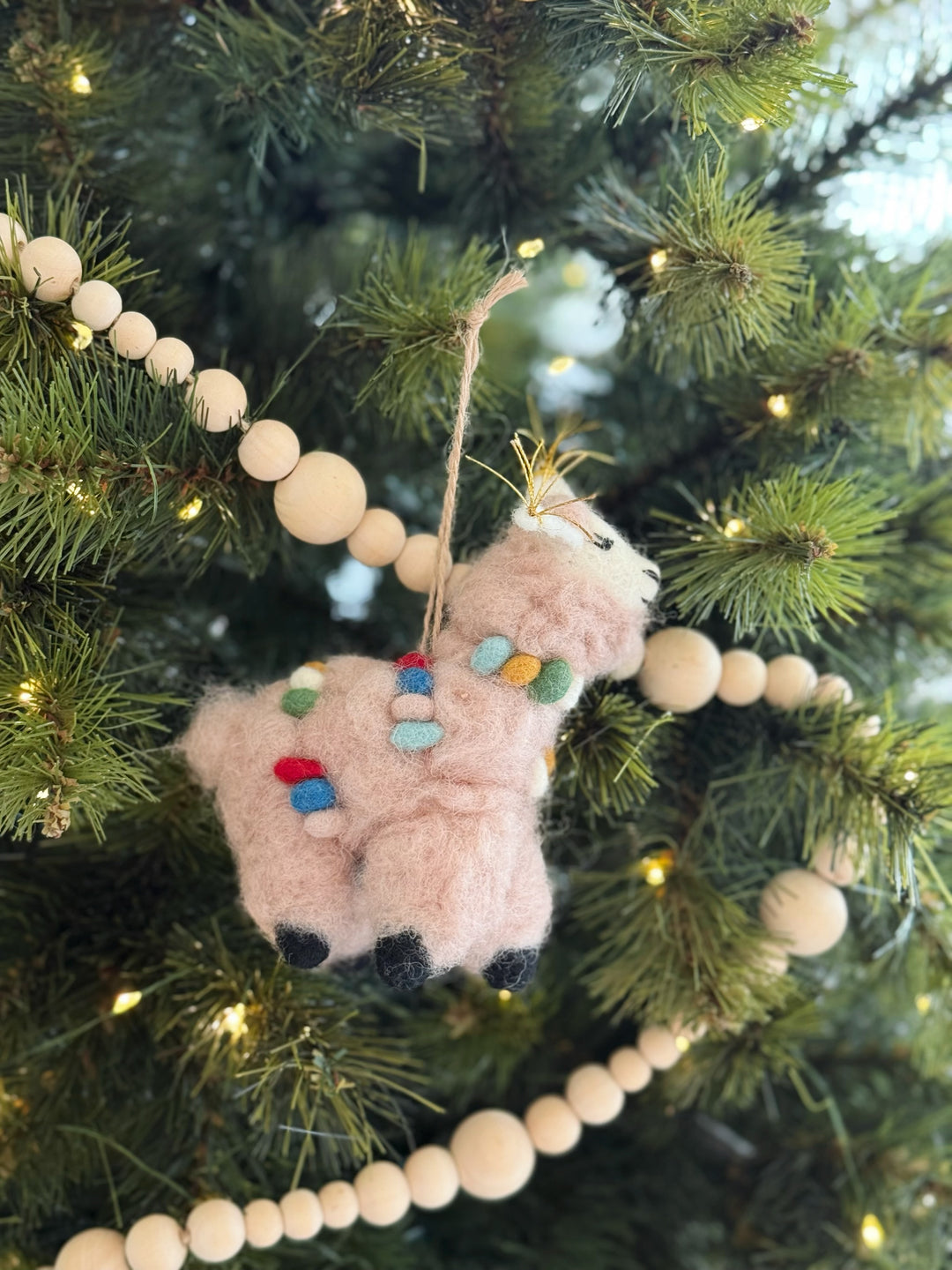 Pom Garland Llama Felt Ornament