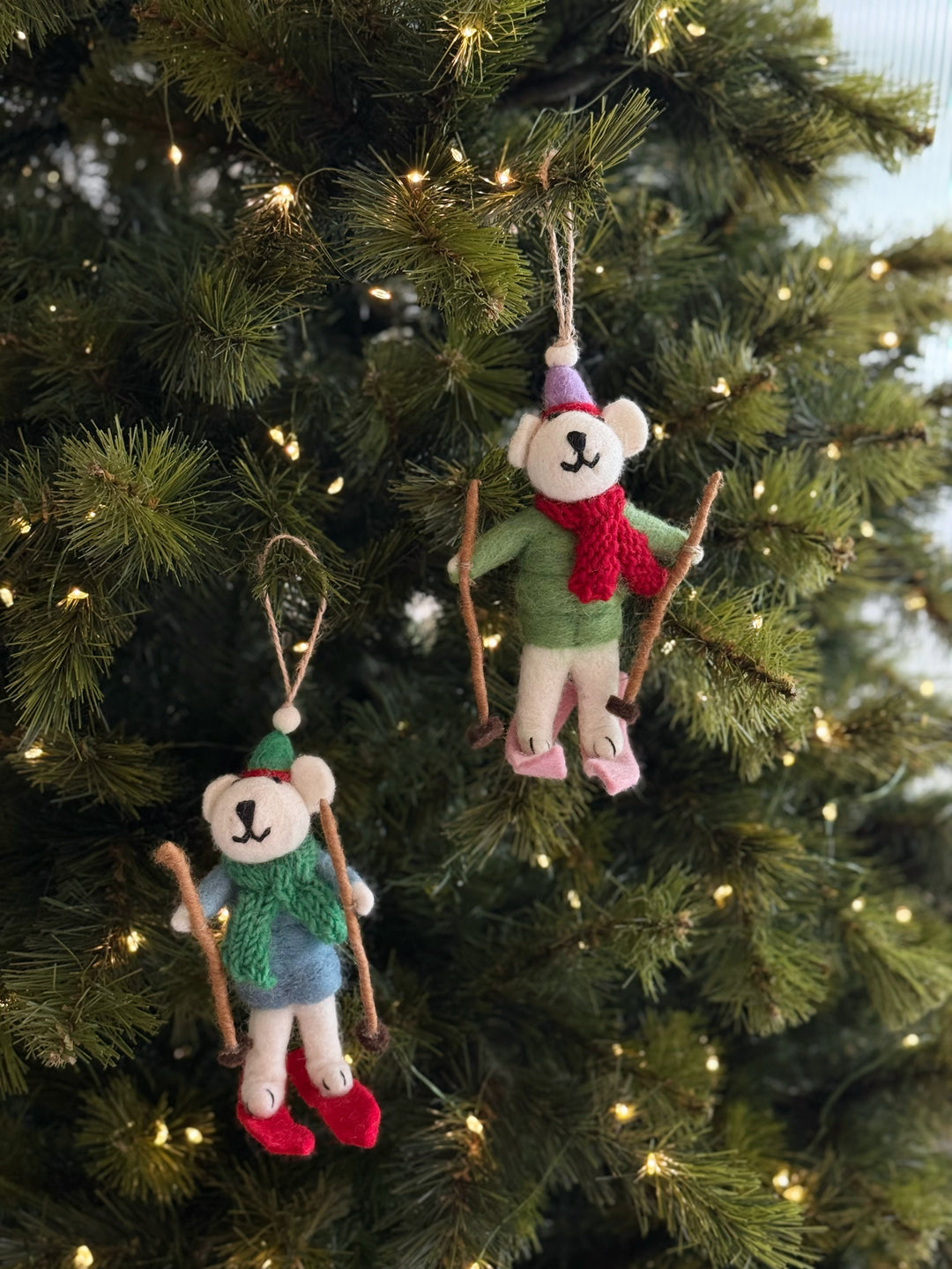 Alpine Ski Bears Felt Ornaments (2 options)