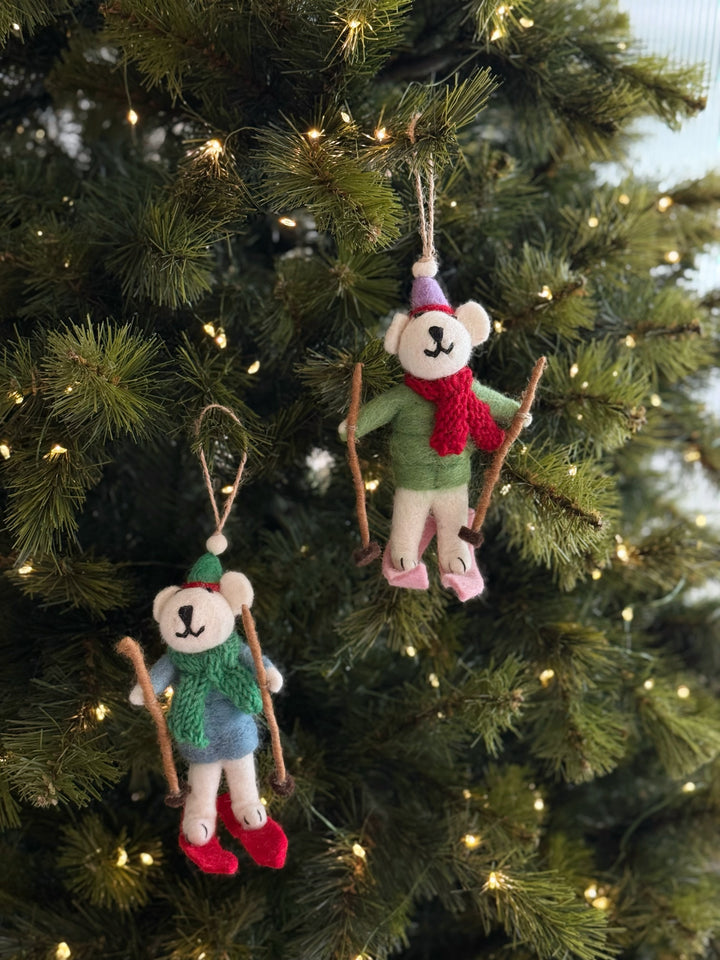 Alpine Ski Bears Felt Ornaments (2 options)