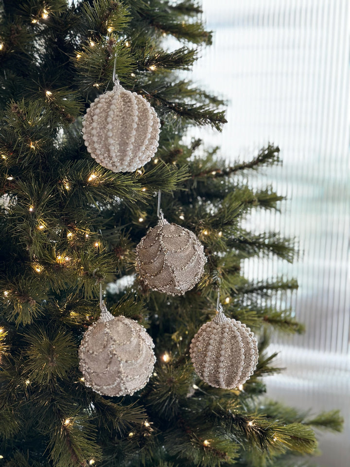 Champagne Glitter Elegance 8cm Bauble Set (set of 12)