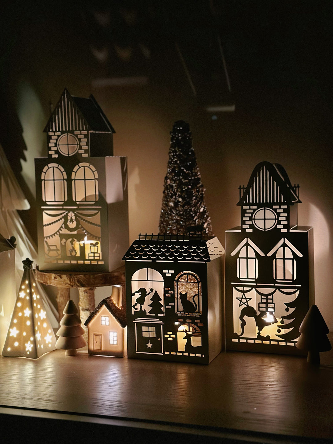 Whimsical Christmas Village Tealight Houses (4 options)