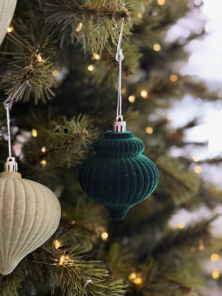 Velvet Evergreen Ornament Set (Set of 6)