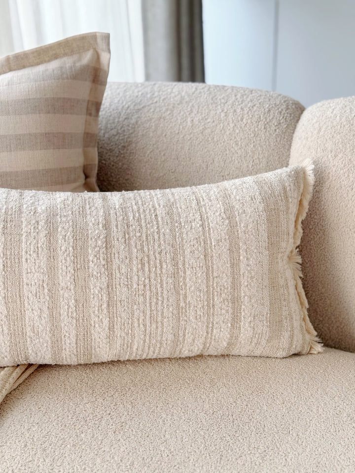 Ivory Fringe Texture Waist Cushion Cover