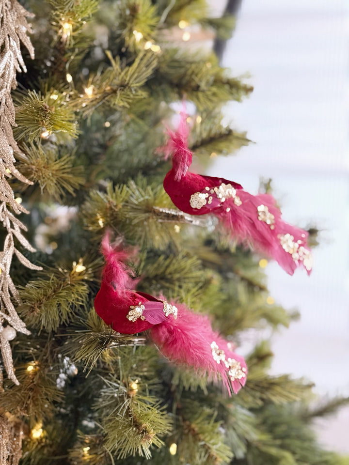 Crimson Luxe Tailfeather Bird Set (set of 2)