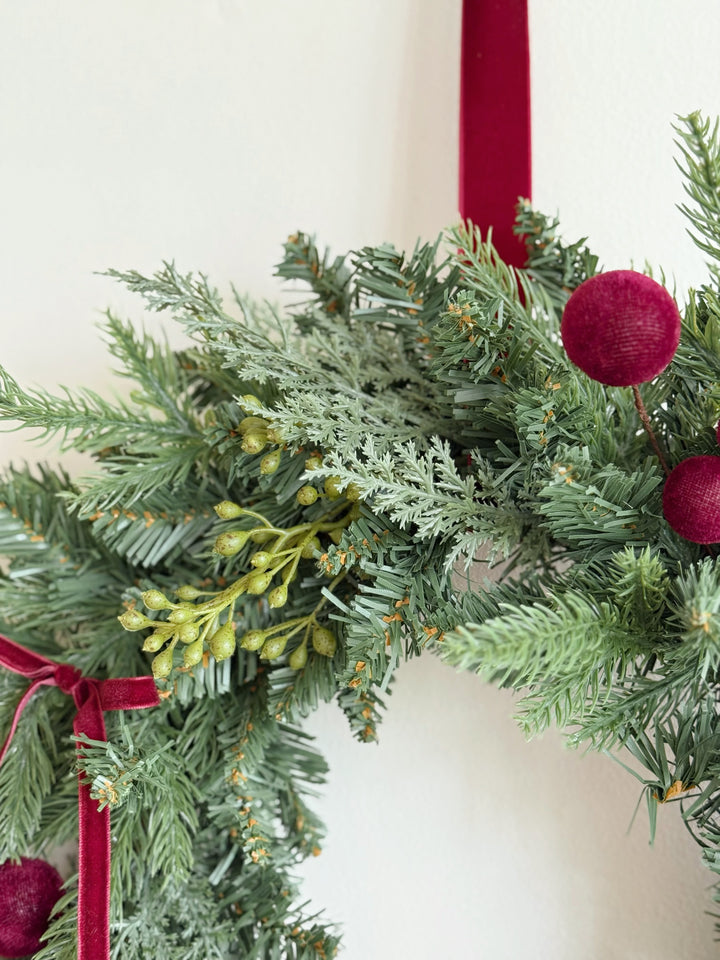 Crimson Velvet Christmas Wreath