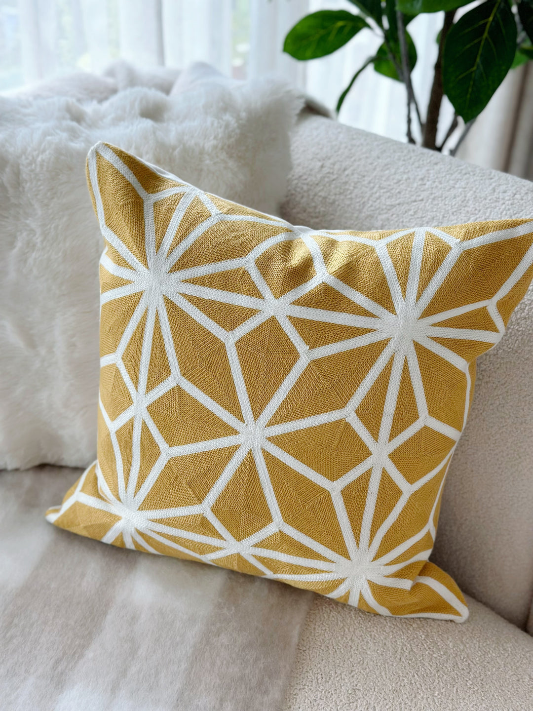 Sunburst Embroidery Cushion Cover