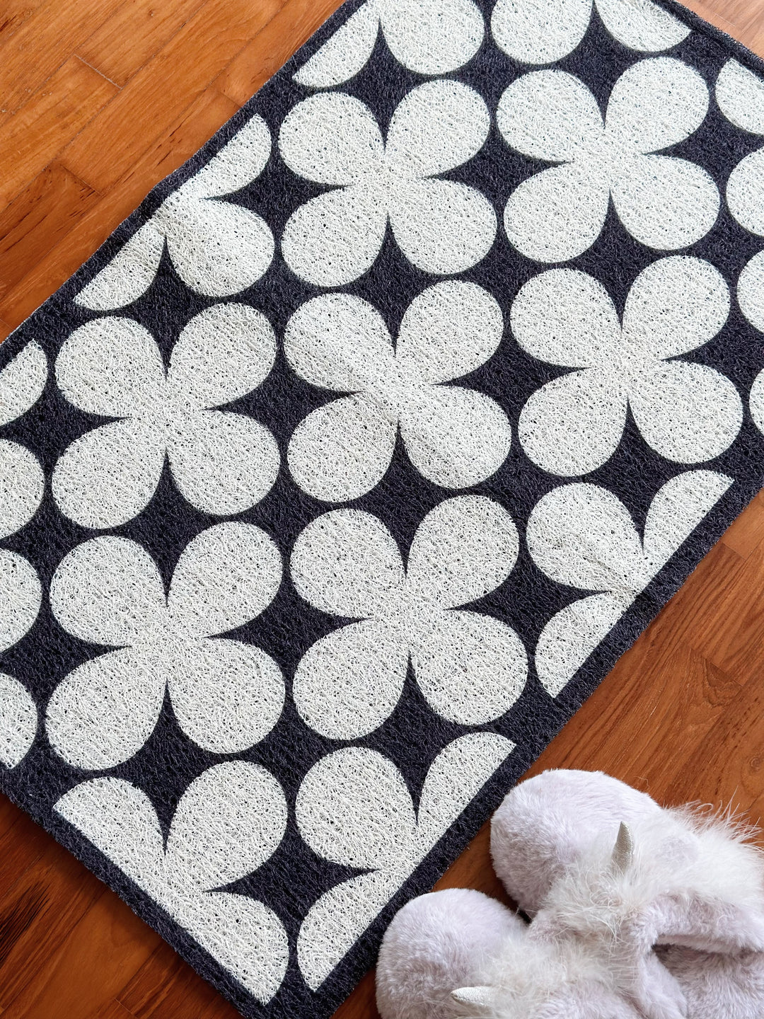 Monochrome Floral PVC Doormat