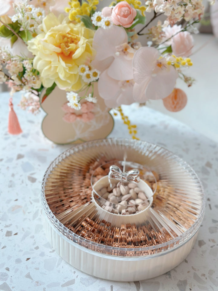 Silver Bow Plastic Serving Tray With Lid