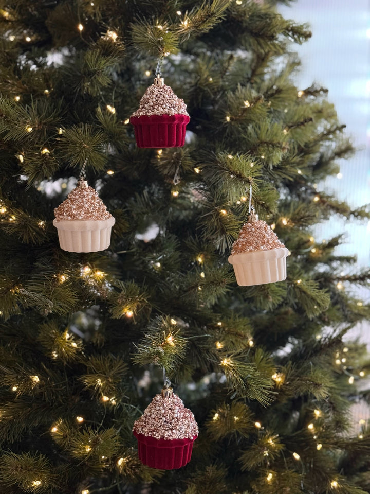 Golden Frost Cupcake Ornament Set (set of 4)
