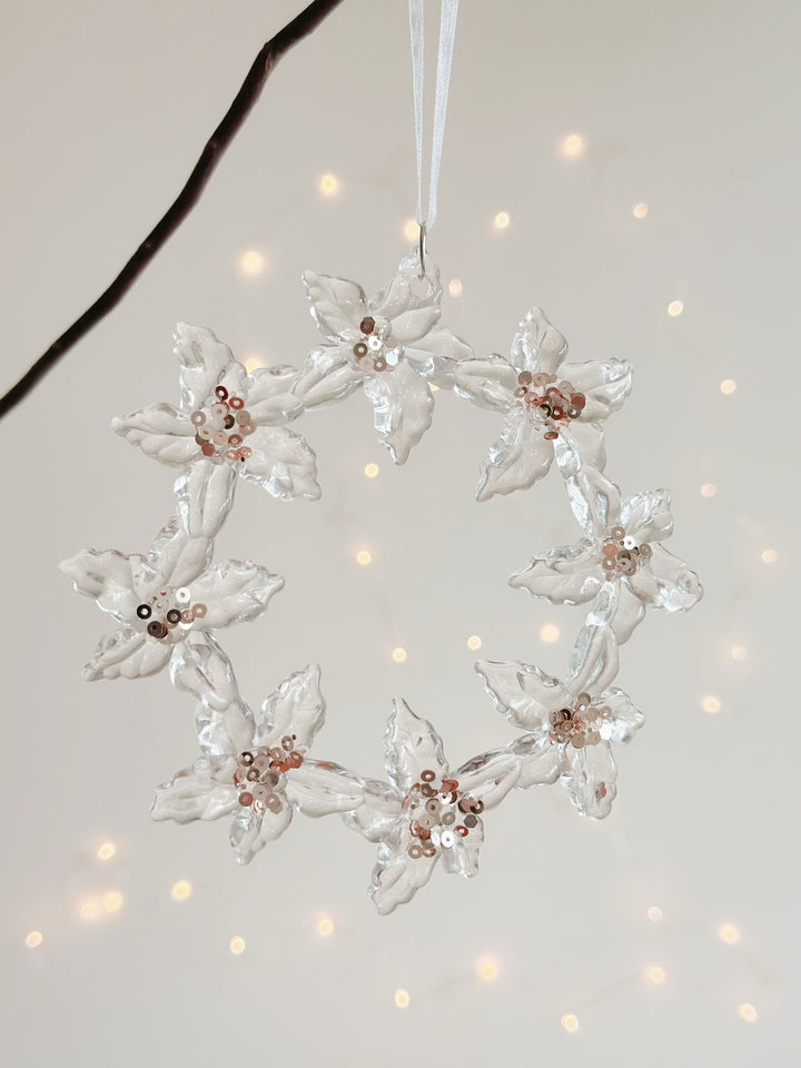 Glittering Floral Wreath Ornament