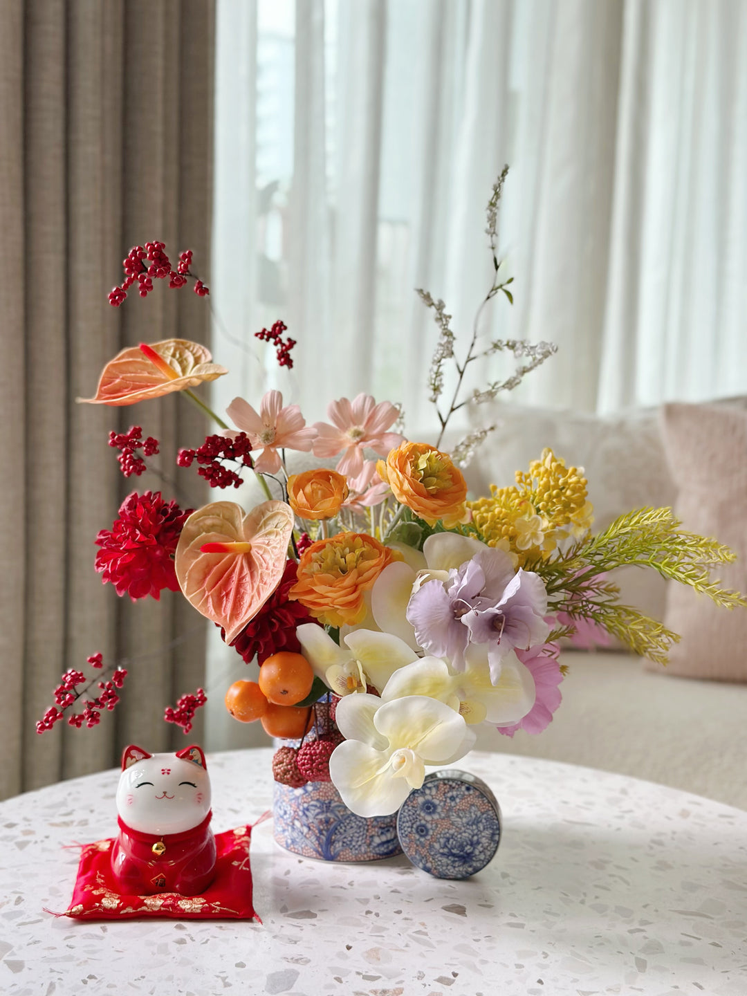 大吉大利 Golden Fortune Bloom Jar (1-sided)