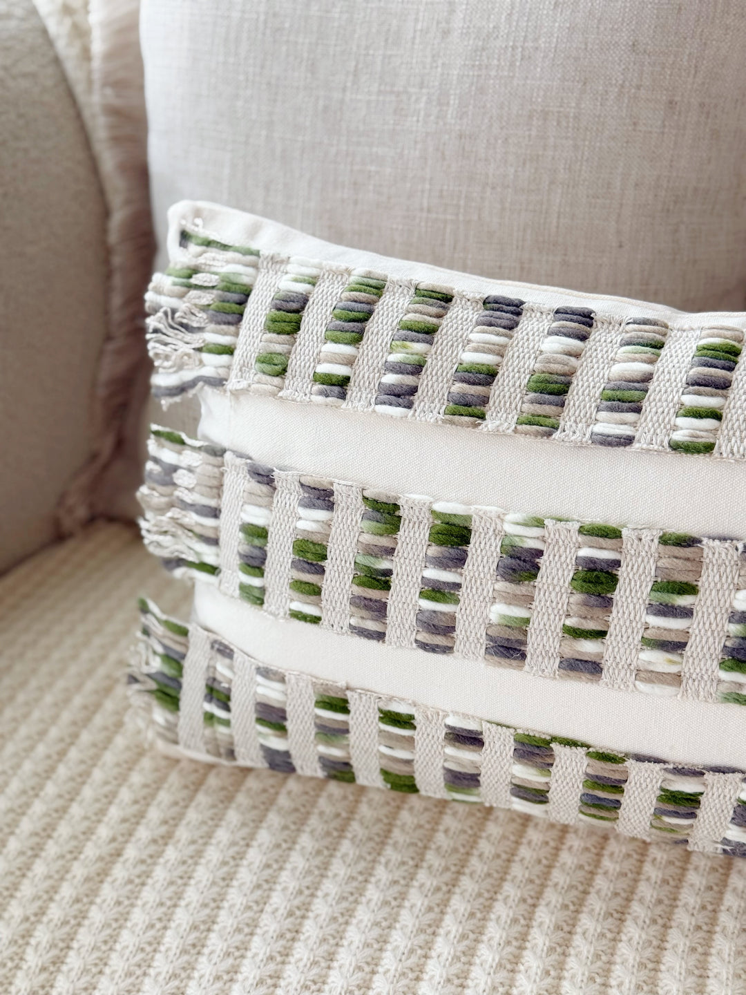 Verdant Loom Fringe Waist Cushion Cover