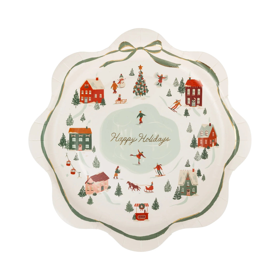 PRE-ORDER (6-8 Oct): Happy Holidays Scene Plate 10" (set of 8)