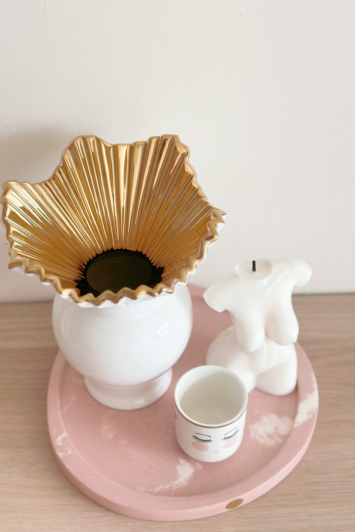 Golden Ruffled Rim Vase