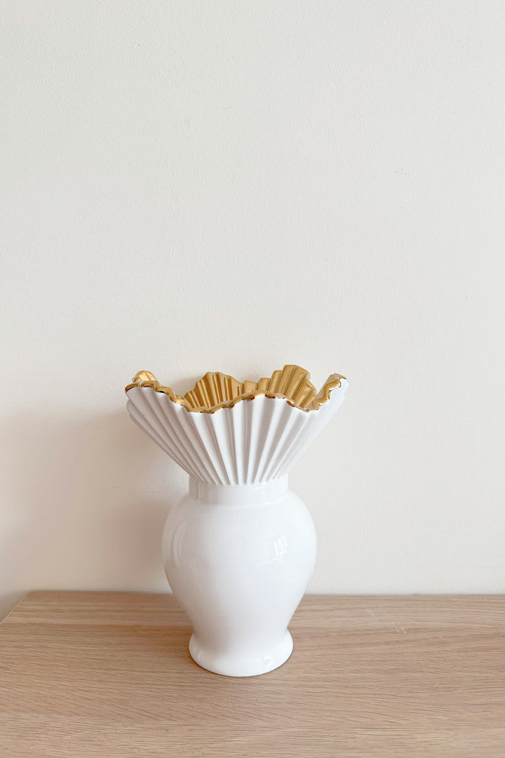 Golden Ruffled Rim Vase