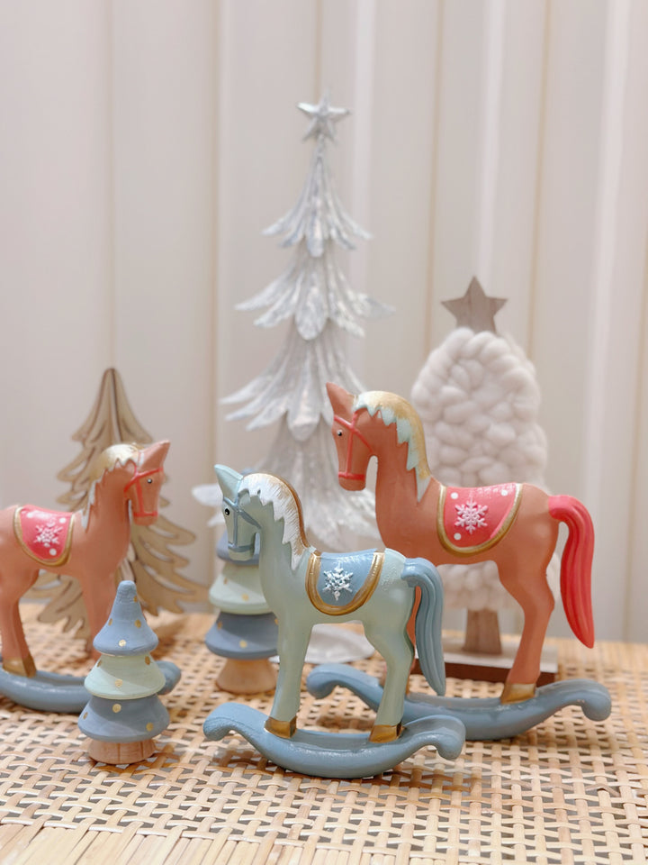 Whimsical Woodland: Pastel-Hued Wooden Christmas Ensemble
