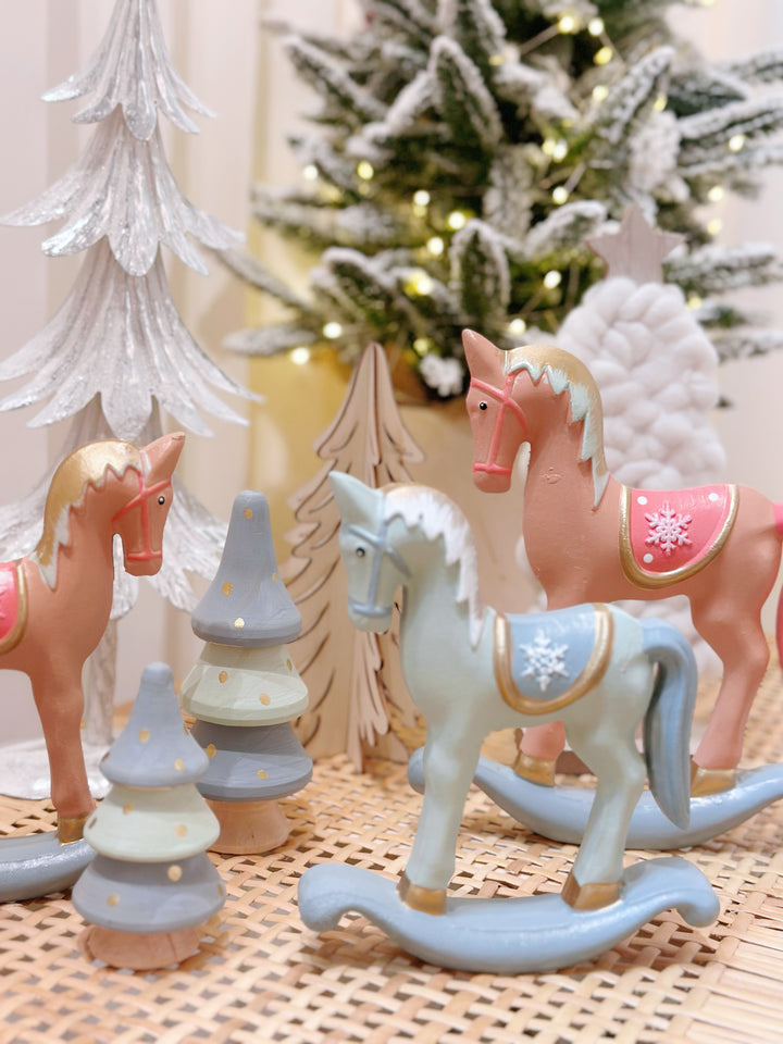 Whimsical Woodland: Pastel-Hued Wooden Christmas Ensemble