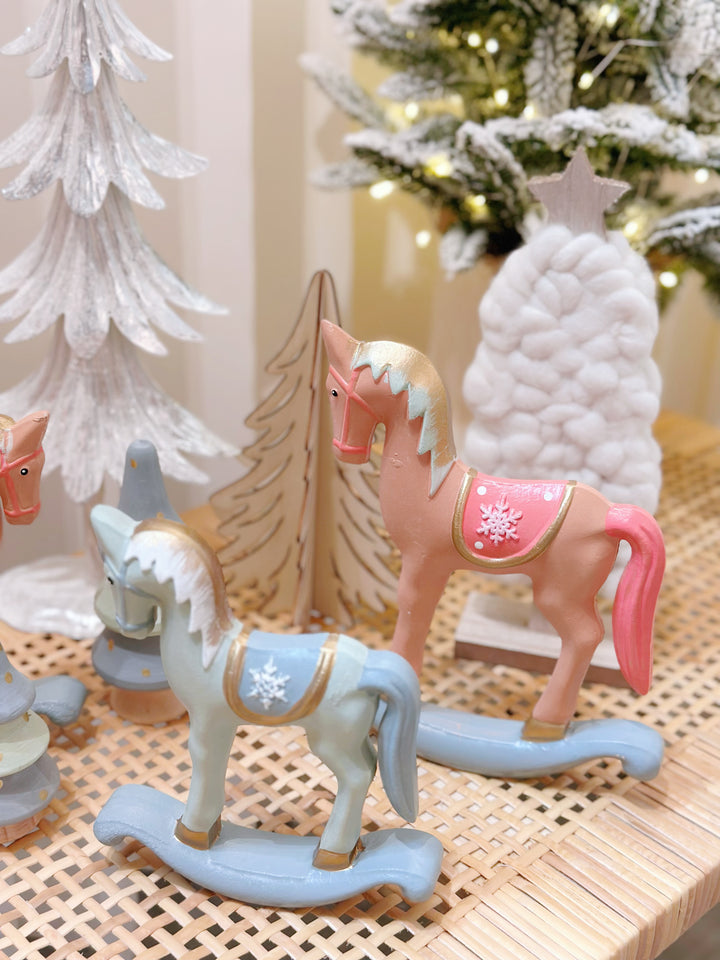 Whimsical Woodland: Pastel-Hued Wooden Christmas Ensemble