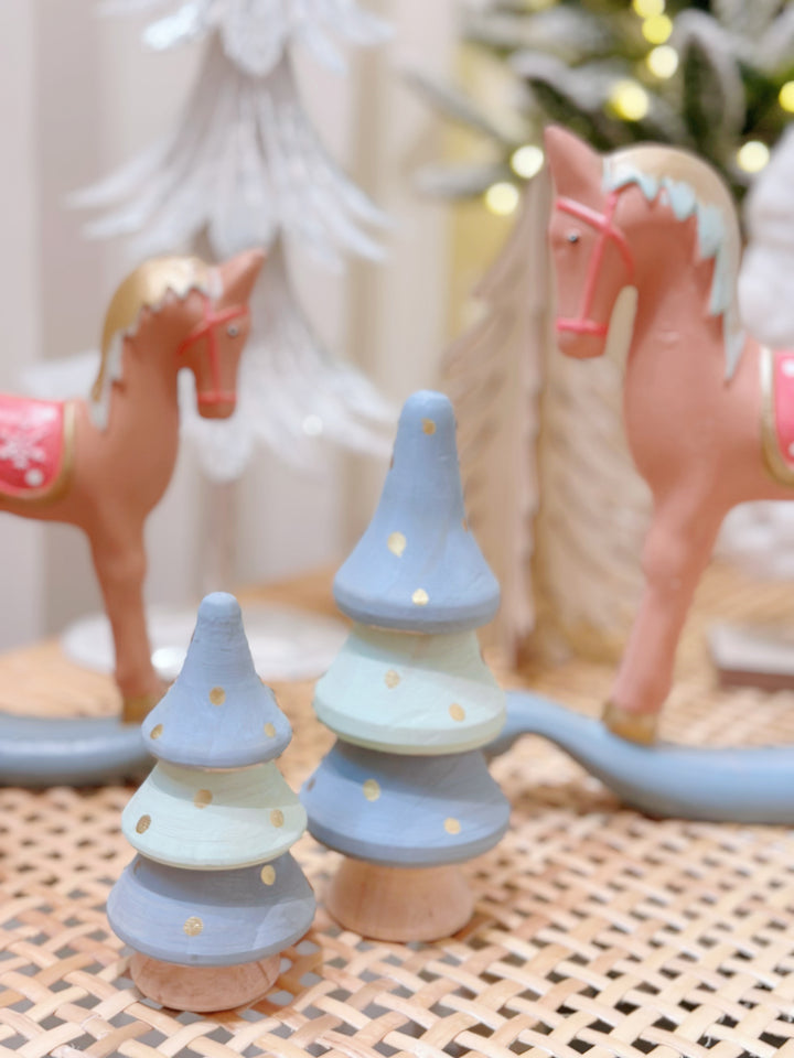 Whimsical Woodland: Pastel-Hued Wooden Christmas Ensemble