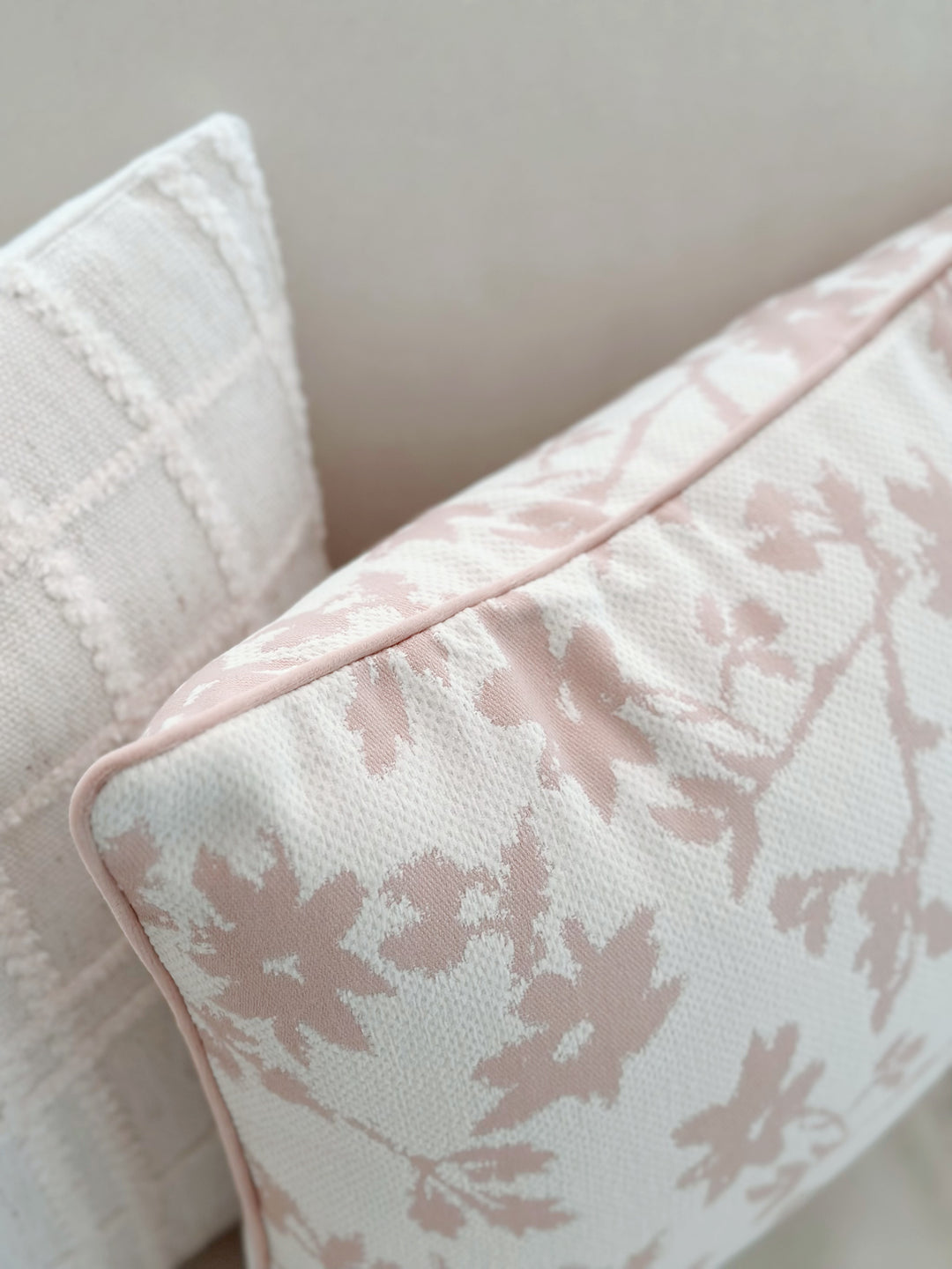 Pink Leaves Cushion Cover