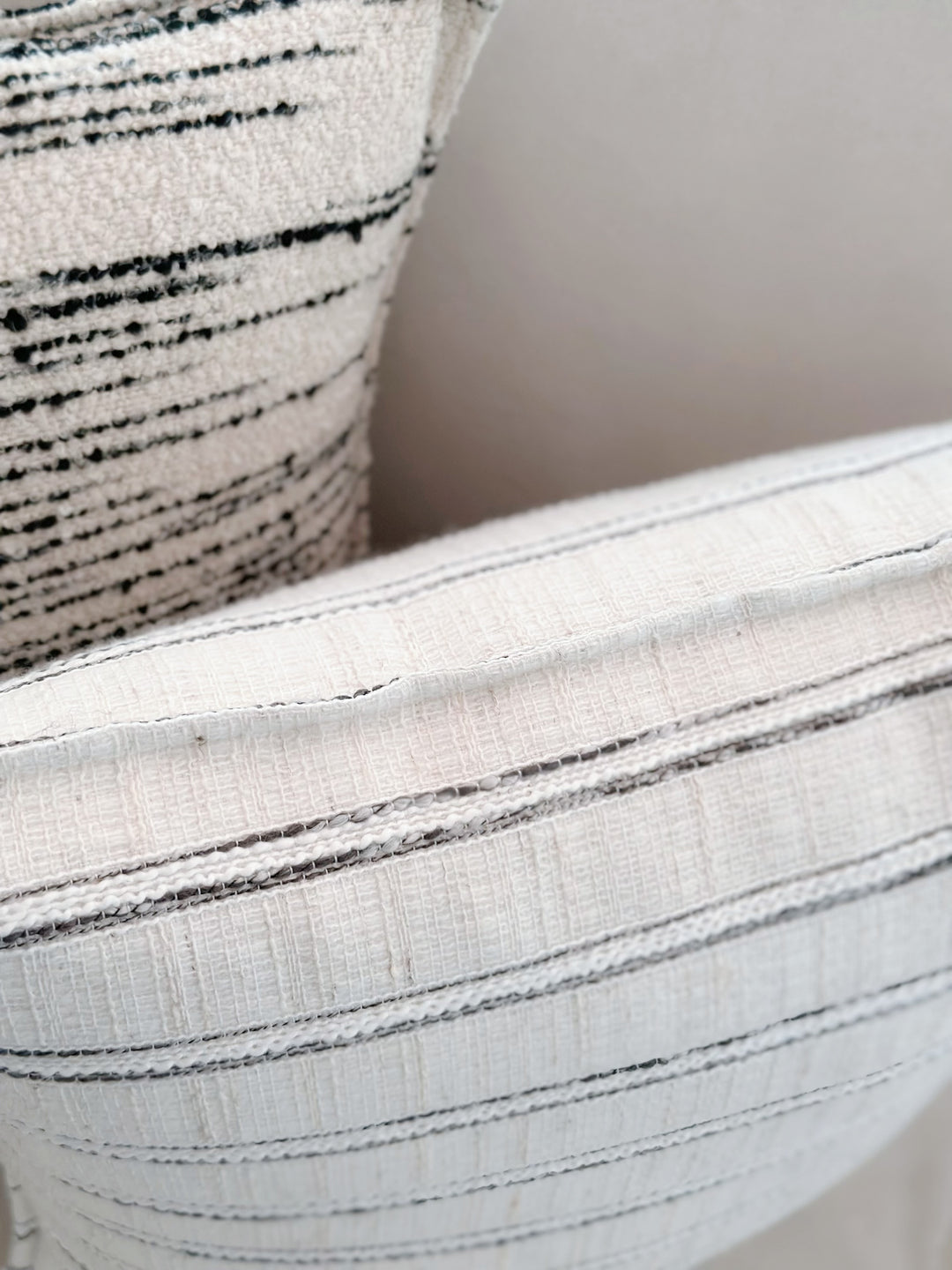 Dark Grey Stripes Linen-Blend Cushion Cover