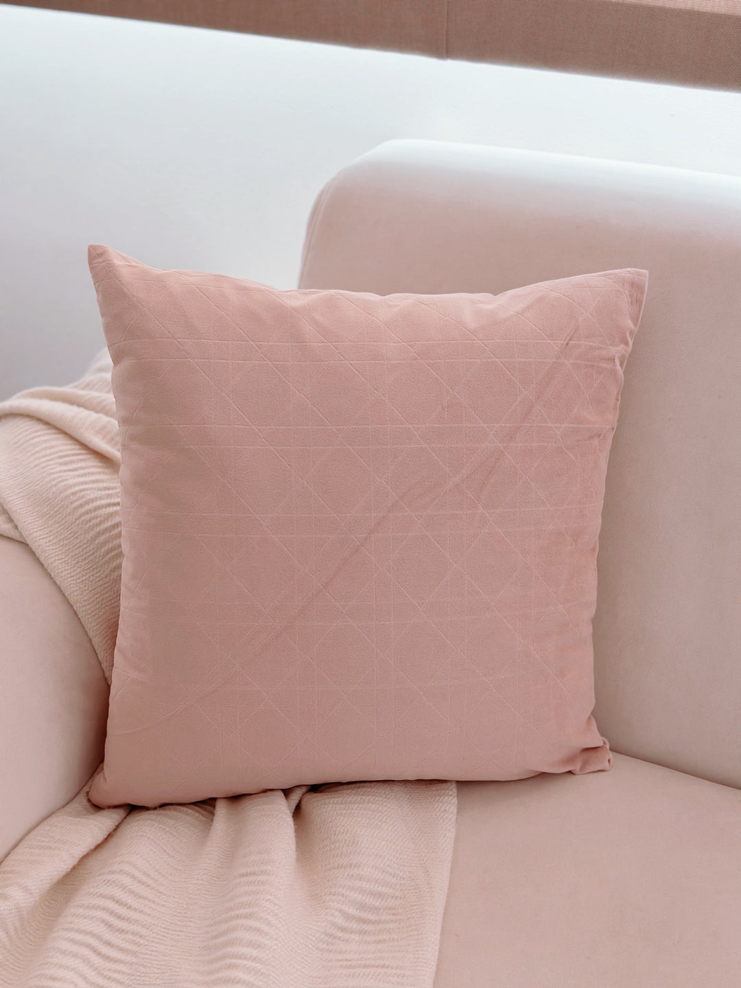 Dusty Pink Geometric Elegance Square Cushion Cover