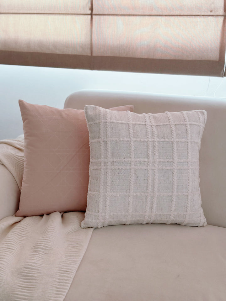 Dusty Pink Geometric Elegance Square Cushion Cover