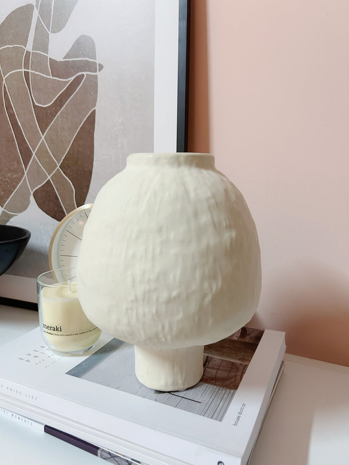 Sculpted Elegance: Matte Off-White Porcelain Vase