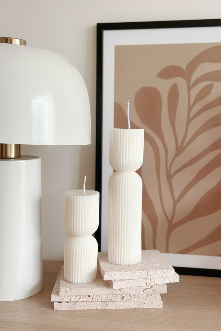 Fluted Pillar Candle Cream (2 sizes)