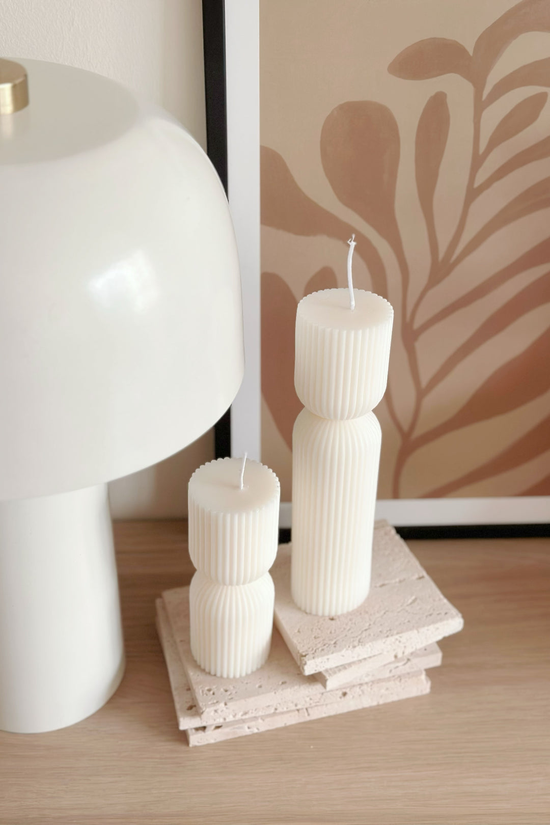 Fluted Pillar Candle Cream (2 sizes)