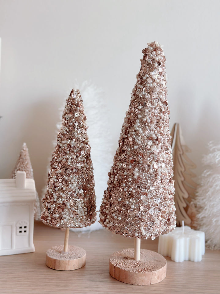 PRE-ORDER (15-21 Oct): Beaded Sparkly Brown Christmas Tree (set of 2)