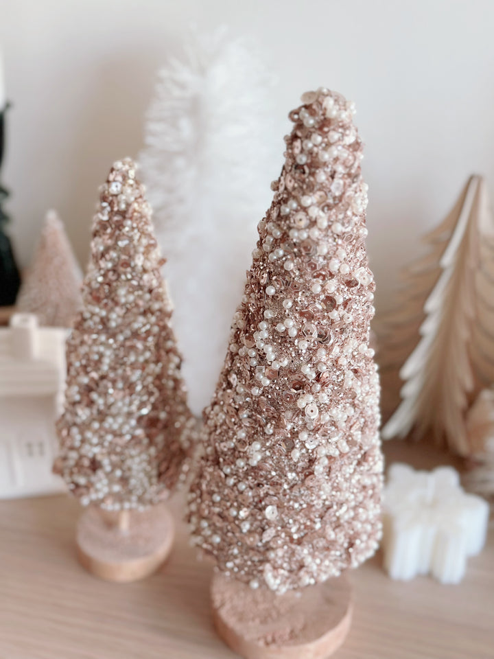 PRE-ORDER (15-21 Oct): Beaded Sparkly Brown Christmas Tree (set of 2)