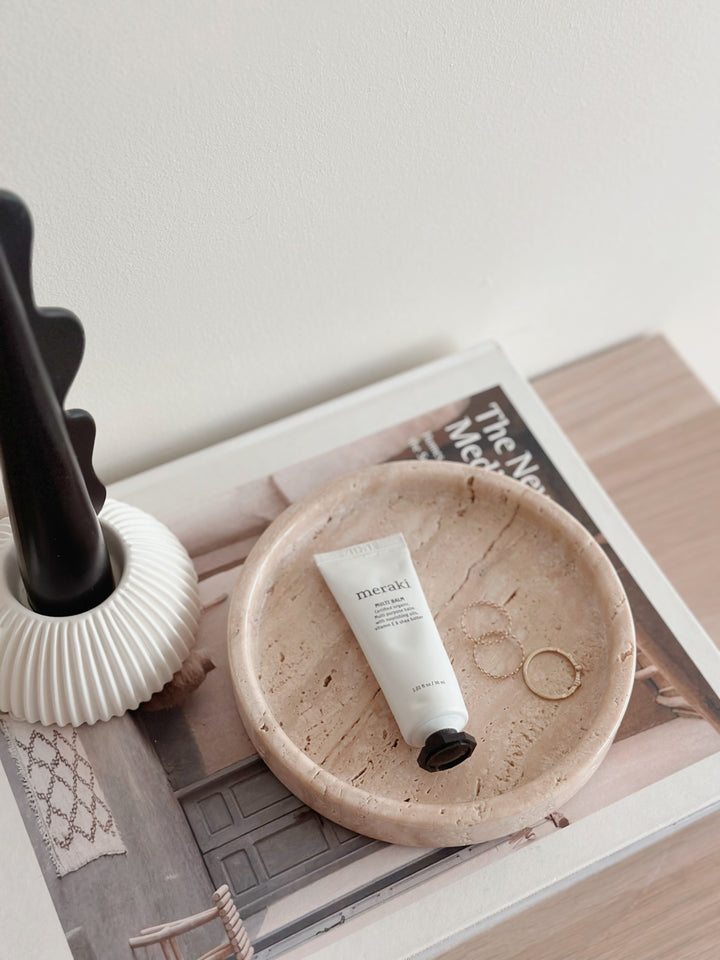 Small Round Travertine Tray