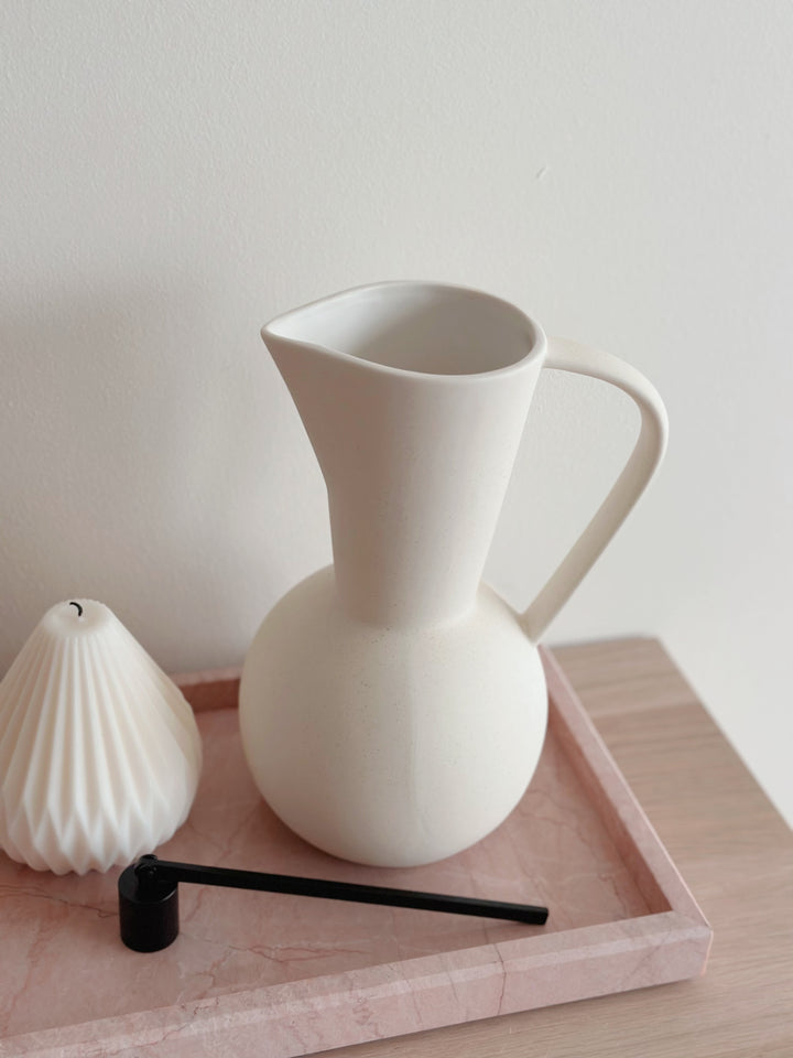 Natural Elegance Matte Porcelain Pitcher Vase - Cream Beige